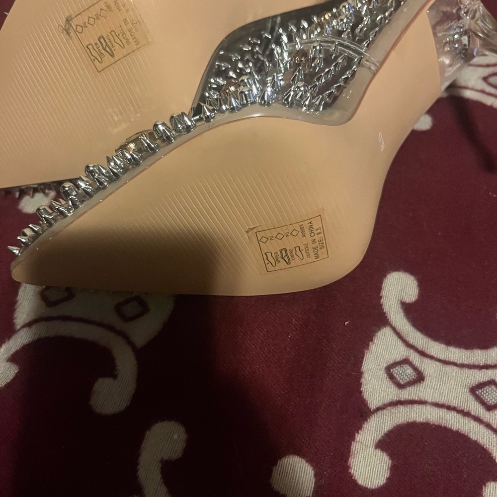 Azalea Wang Clear Heels with Silver and Gold Studs - Picture 7 of 8